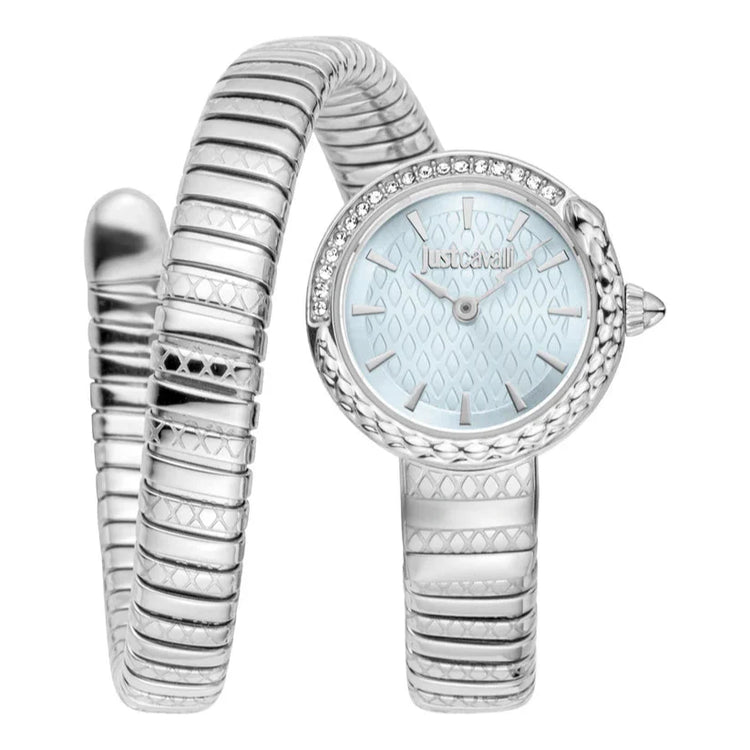 Just Cavalli Women’s Stainless Steel Snake Watch with Light Blue dial - Stainless Steel