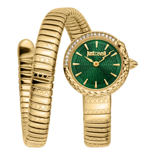 Just Cavalli Women’s Gold Stainless Steel Snake Watch with Green dial - Gold Stainless