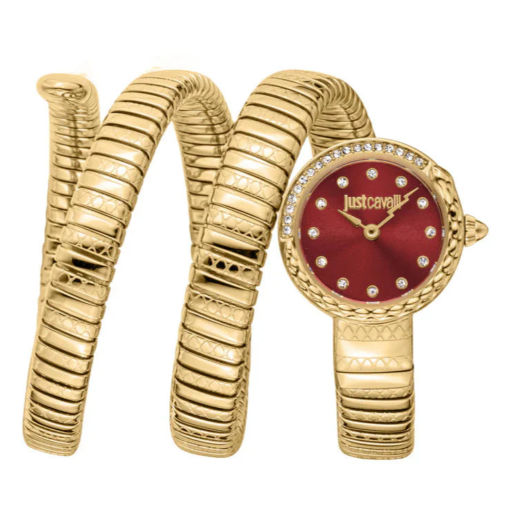 Just Cavalli Women’s Gold Stainless Steel Snake Watch with Red dial - Gold