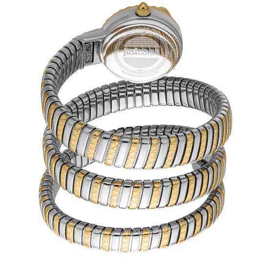 Just Cavalli Women’s Gold Stainless Steel Snake Watch with White dial - two tone Gold/SS