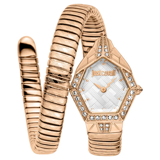 Just Cavalli Women’s Rose Gold Stainless Steel Snake Watch with Silver dial - Rose Gold