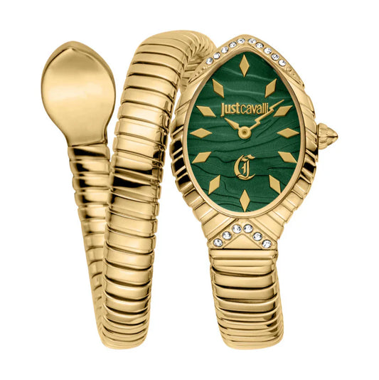 Just Cavalli Women’s Gold Stainless Steel Snake Watch with Green dial - Gold