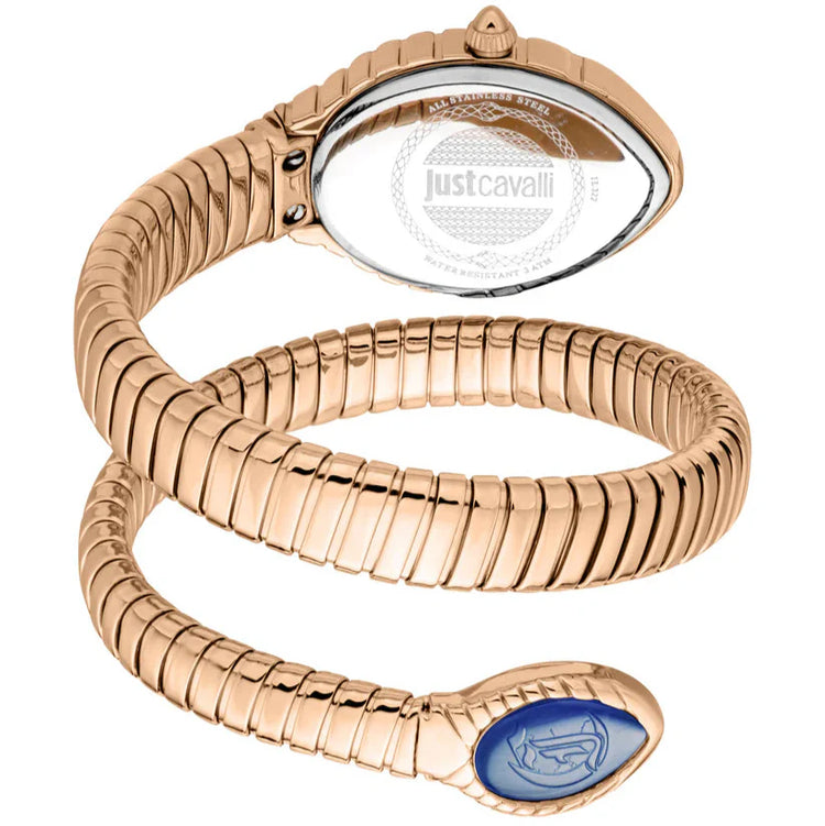 Just Cavalli Women’s Rose Gold Stainless Steel Snake Watch with Blue dial - Rose Gold