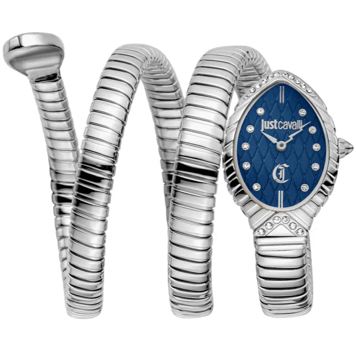 Just Cavalli Women’s Stainless Steel Snake Watch with Blue dial - Stainless Steel