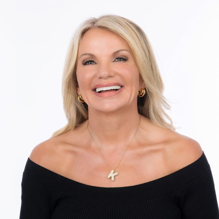 Large CZ Bubble Initial Necklace, Gold