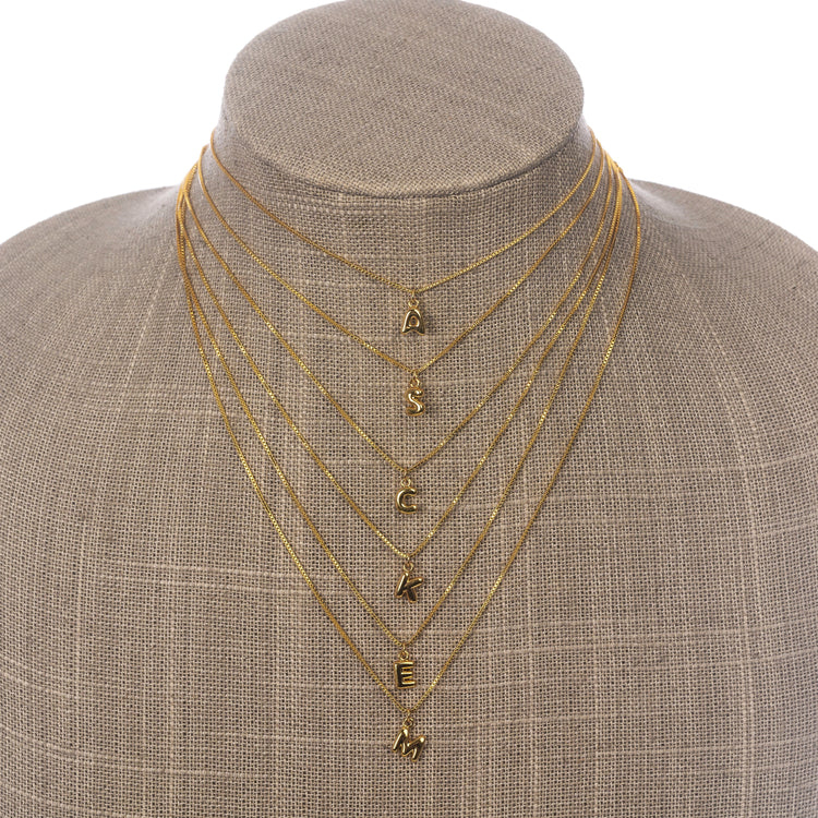Baby Bubble Initial Necklace, Gold