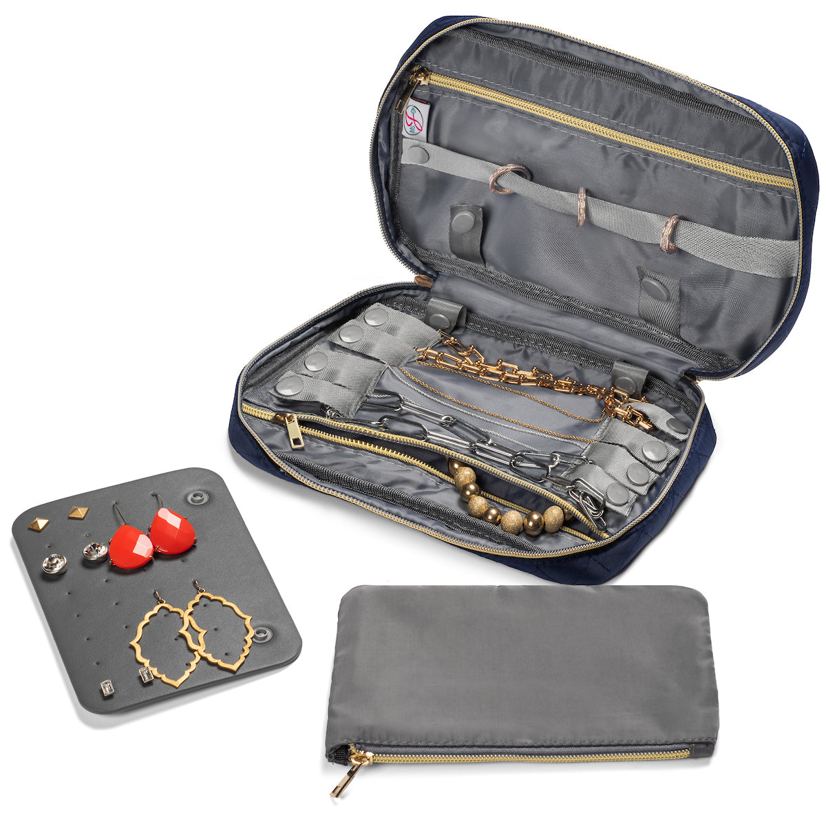 Jewelry organizer with compartments for jewelry on a white background