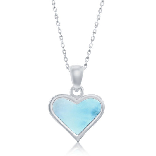 Sterling Silver, Larimar Heart Pendant