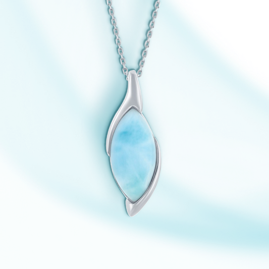 Sterling Silver Marquise Larimar Necklace