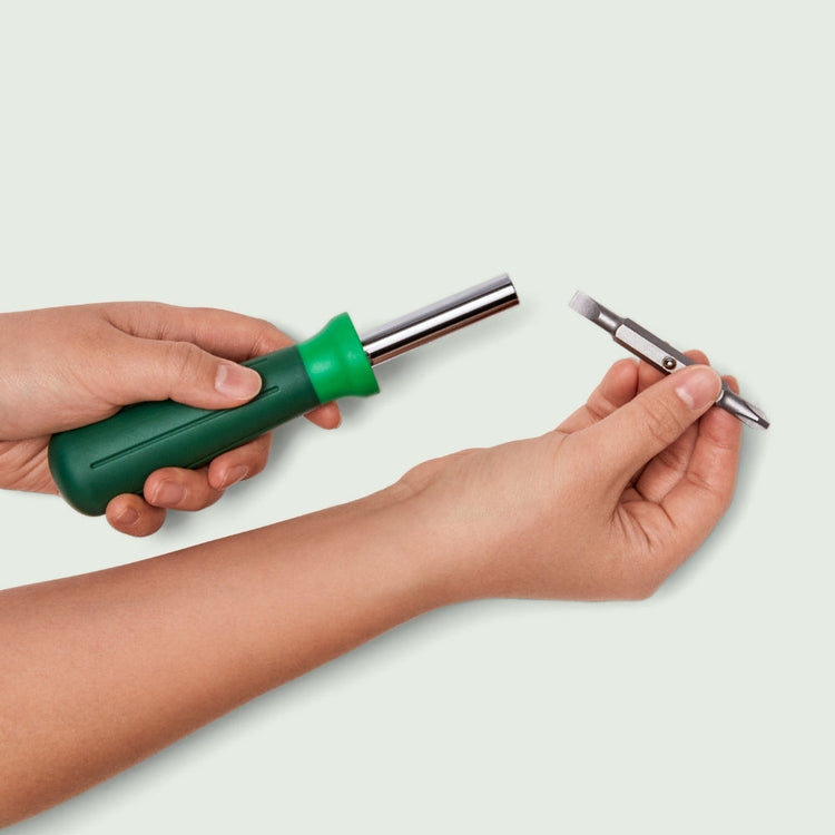 Mechanical Tools Bundle: Tool Tote, Screwdriver, Wire Cutter Pliers, Hex Wrench Set, Utility Knife