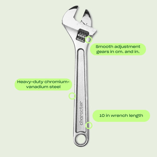 Wrenches Bundle: Large Adjustable Wrench, Small Adjustable Wrench, Hex Wrench Set