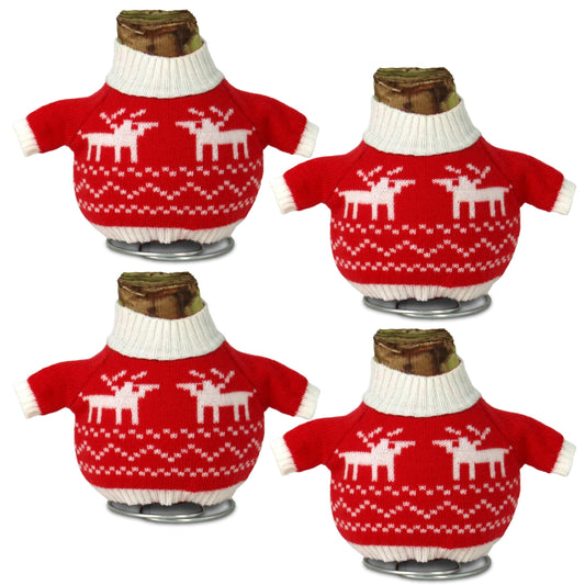 4-Piece Waxed Amaryllis w/Reindeer Sweater