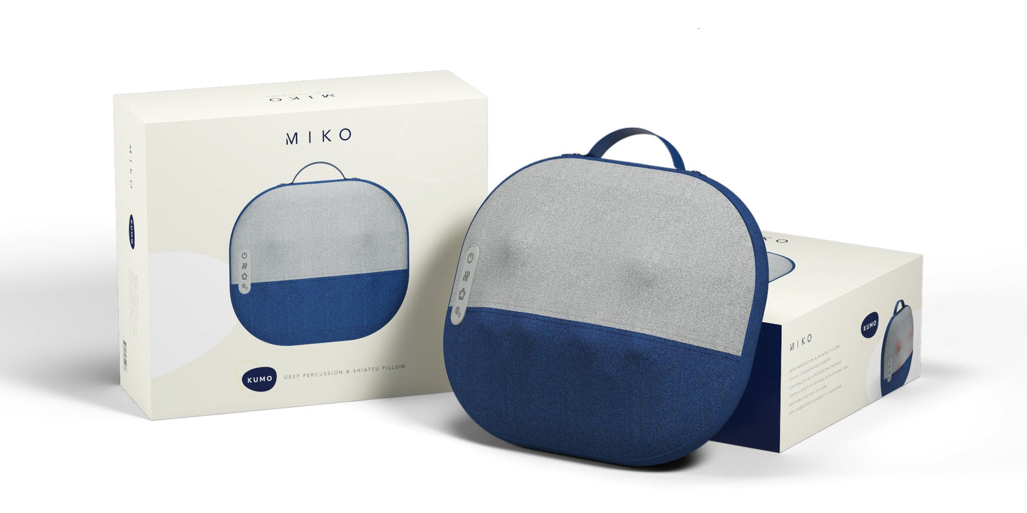 Blue and gray bag with Miko branding on a white background