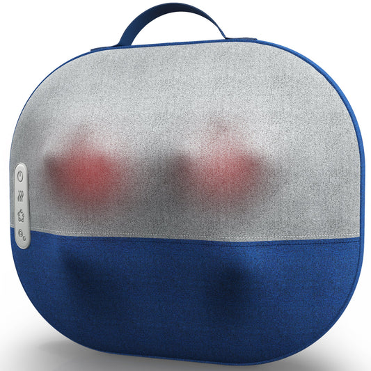 Blue and gray massage device on a couch
