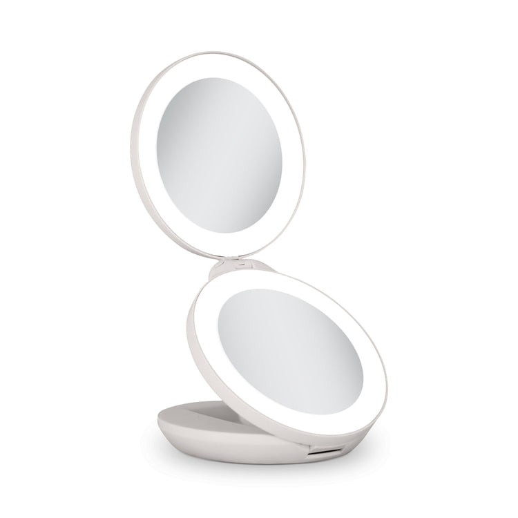 Lighted Travel Mirror with Magnification & Folding-to-Compact - Taupe - Single Pack