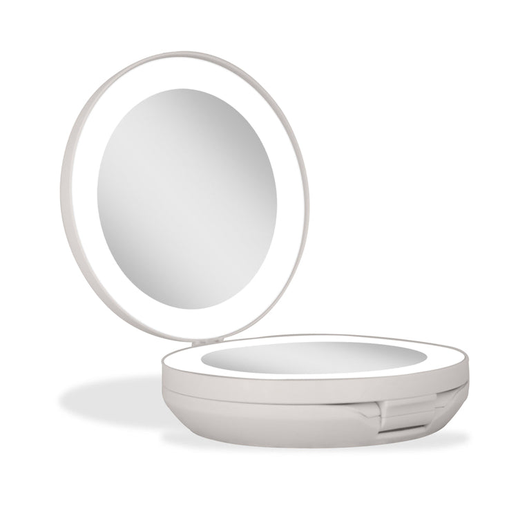 Lighted Travel Mirror with Magnification & Folding-to-Compact - Taupe - Single Pack