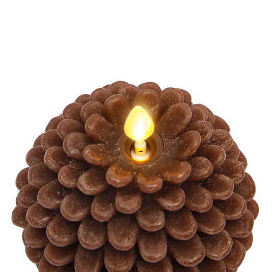 Luminara 3.5"" x 4.5"" Chalky Unscented Moving Flame Pinecone Votive