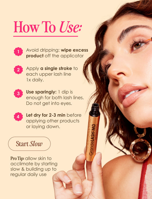 Three cosmetic products including a mascara, eyeliner, and hair serum on a white background