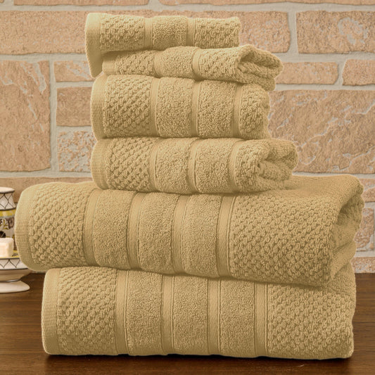 Bibb Home 6 Piece Egyptian Cotton Towel Set - Popcorn Linen