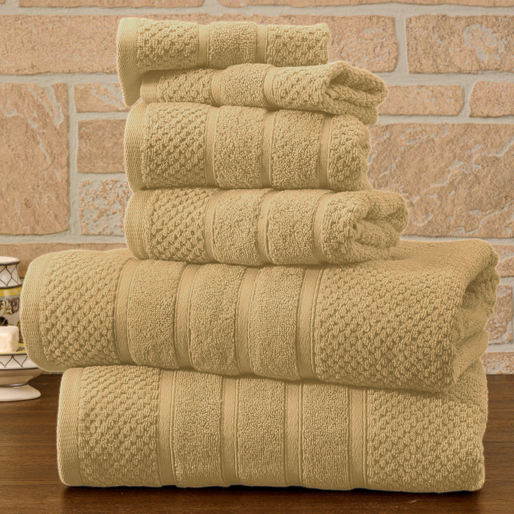 Bibb Home 6 Piece Egyptian Cotton Towel Set - Popcorn Linen