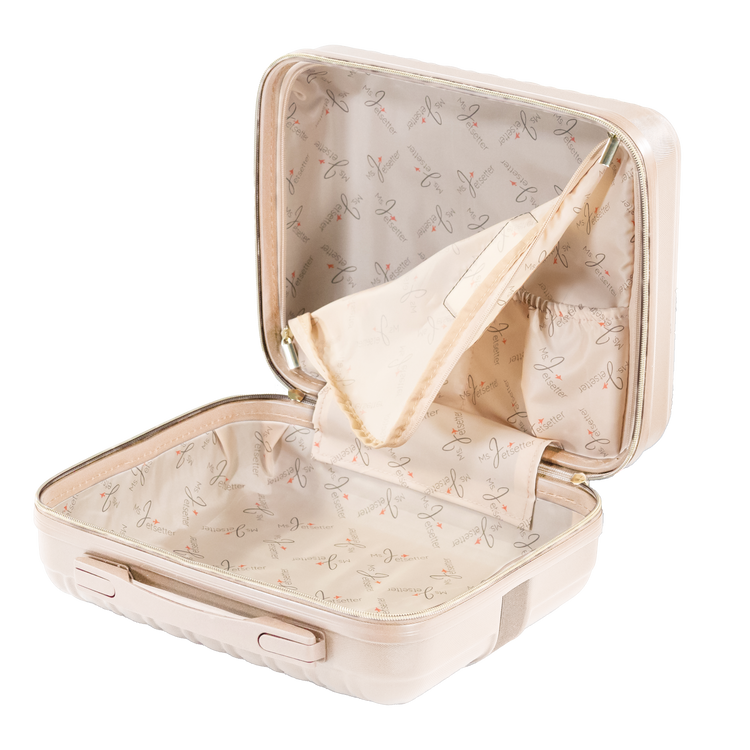 Small suitcase with floral pattern on a white background