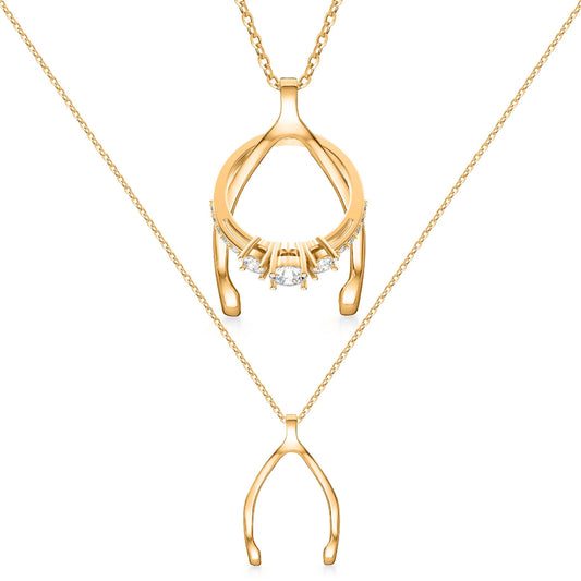 Patented Ring Holder Necklace - Stainless Steel - Gold