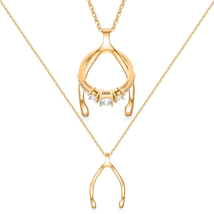 Patented Ring Holder Necklace - .925 Sterling Silver - Gold Plated