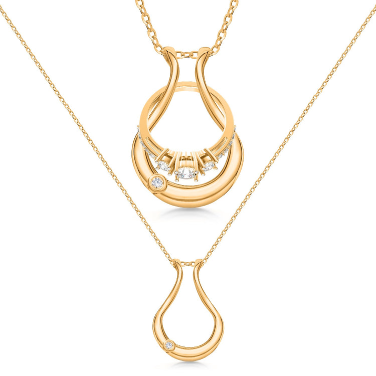 Patented Ring Holder Necklace - .925 Sterling Silver - Gold Plated