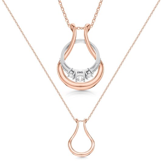 Patented Ring Holder Necklace - .925 Sterling Silver - Rose Gold Plated