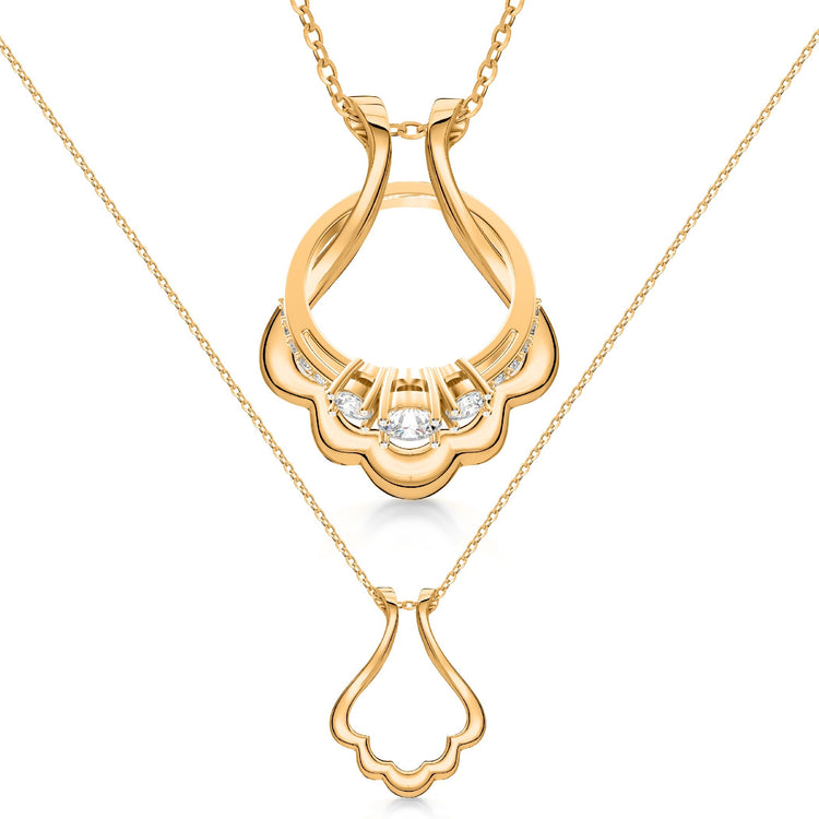 Patented Ring Holder Necklace - .925 Sterling Silver - Gold Plated