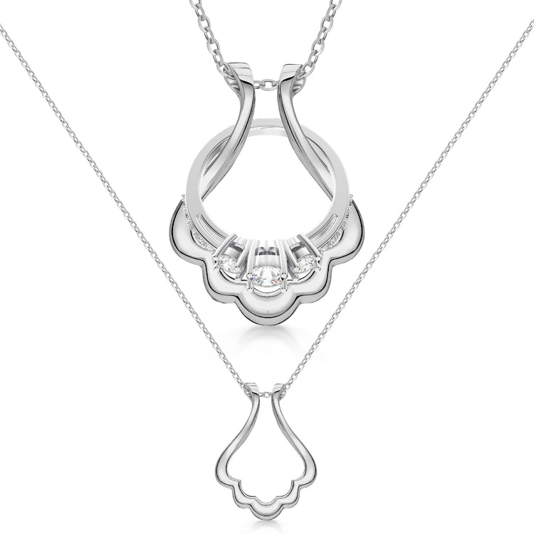 Patented Ring Holder Necklace - Stainless Steel - Silver