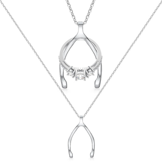 Patented Ring Holder Necklace - Stainless Steel - Silver