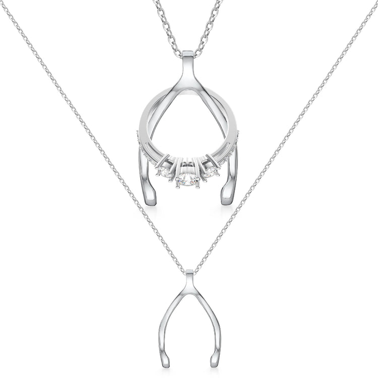 Patented Ring Holder Necklace - Stainless Steel - Silver