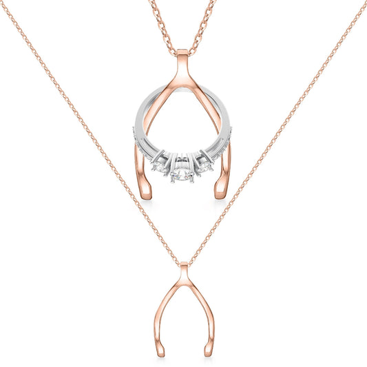 Patented Ring Holder Necklace - .925 Sterling Silver - Rose Gold Plated