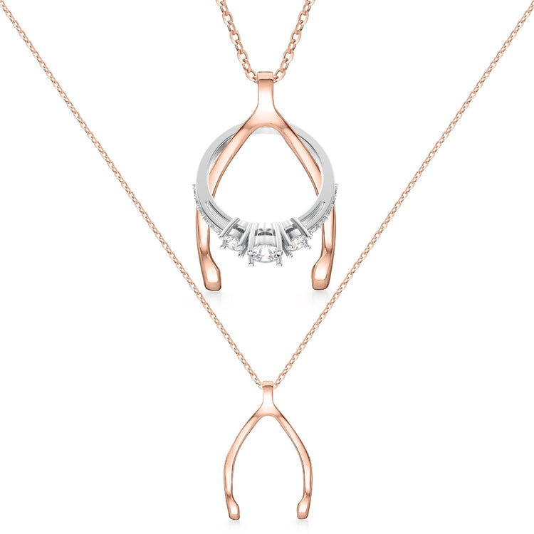 Patented Ring Holder Necklace - .925 Sterling Silver - Rose Gold Plated