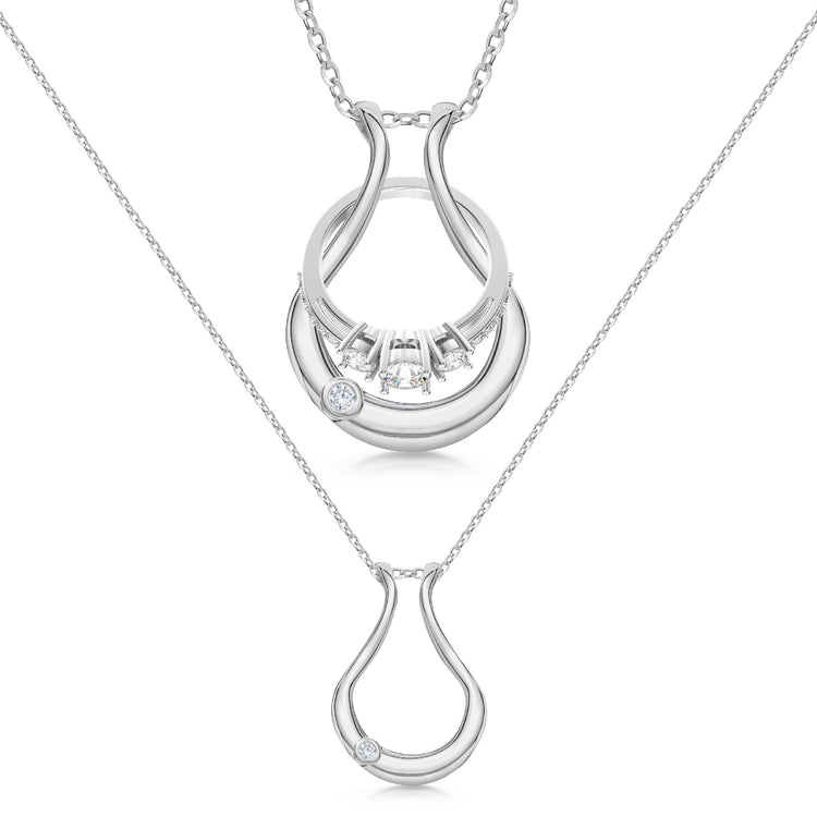 Patented Ring Holder Necklace - Stainless Steel - Silver