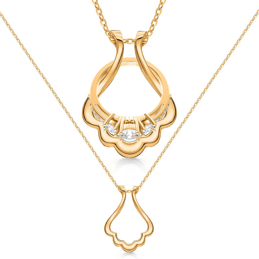 Patented Ring Holder Necklace - Stainless Steel - Gold