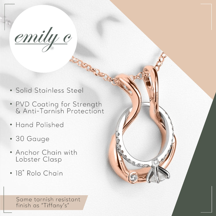 Patented Ring Holder Necklace - Stainless Steel - Rose Gold