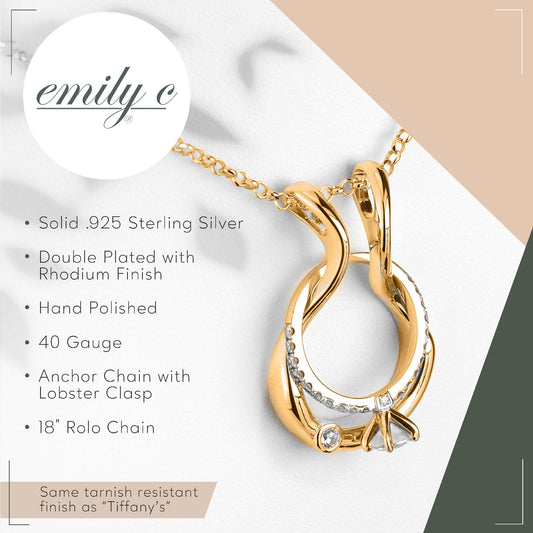 Patented Ring Holder Necklace - .925 Sterling Silver - Gold Plated