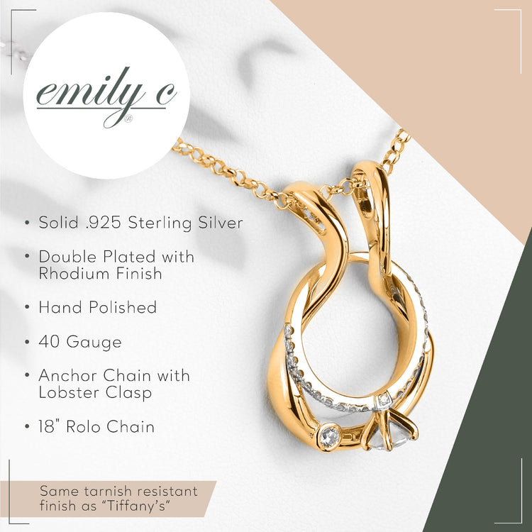 Patented Ring Holder Necklace - .925 Sterling Silver - Gold Plated