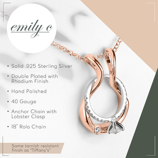 Patented Ring Holder Necklace - .925 Sterling Silver - Rose Gold Plated