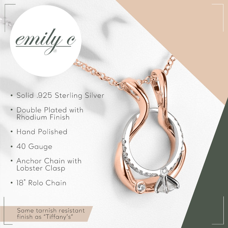 Patented Ring Holder Necklace - .925 Sterling Silver - Rose Gold Plated