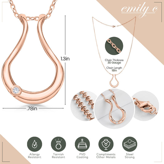 Patented Ring Holder Necklace - Stainless Steel - Rose Gold