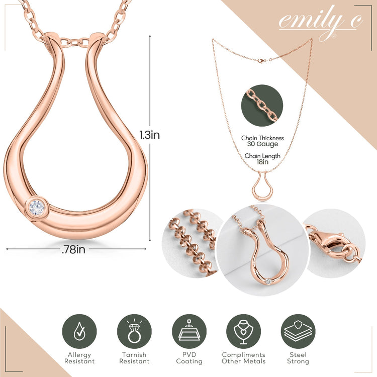 Patented Ring Holder Necklace - Stainless Steel - Rose Gold