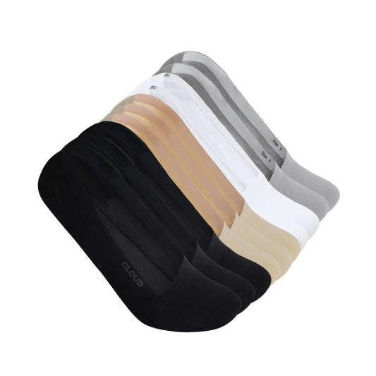 CLOUD Low cut NO SHOW SOCKS - Beige/Black/White/Gray - 10Pack