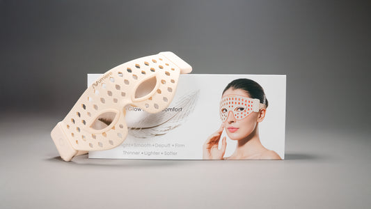 Beauty mask with packaging on a gray background