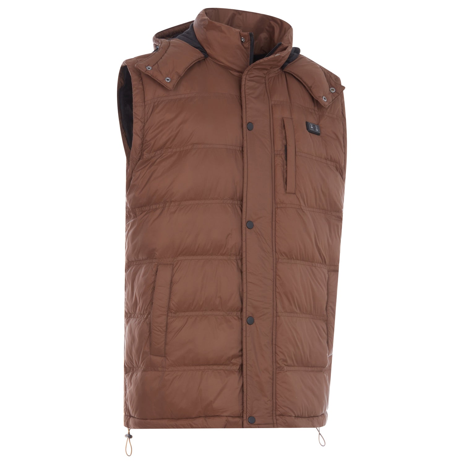 Brown puffer vest on a white background