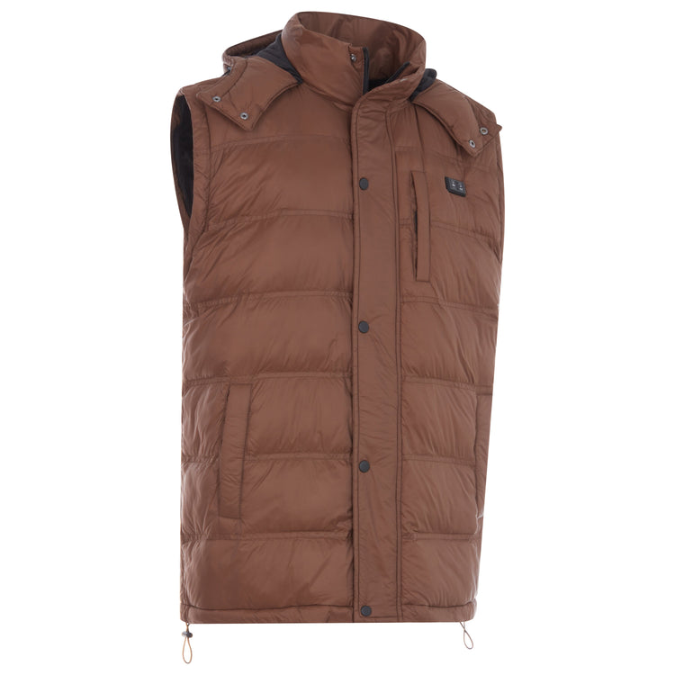 Brown puffer vest on a white background
