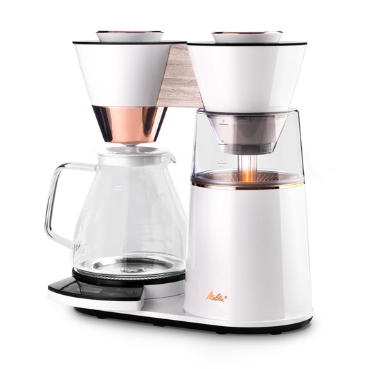 Vision 12-Cup Luxe Drip Coffee Maker with Revolving Dashboard Copper White