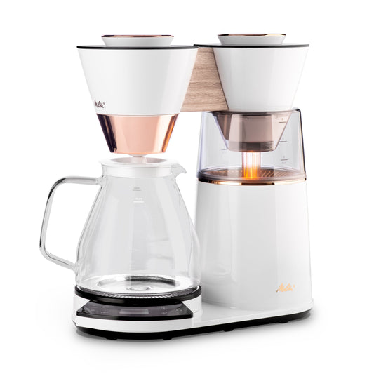 Vision 12-Cup Luxe Drip Coffee Maker with Revolving Dashboard Copper White